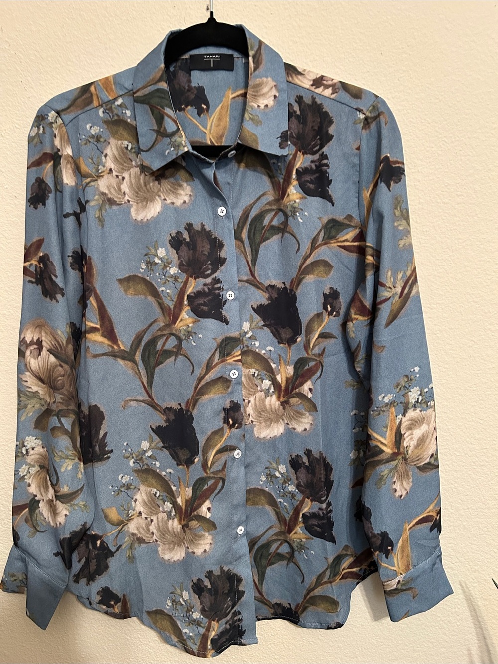 Tahari Light Blue Floral Dress Blouse